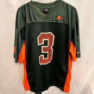 Starter University of Miami UM Miami Hurricanes #3 Football Jersey Size Large